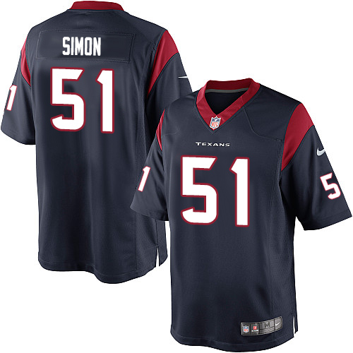 Men's Limited John Simon Nike Jersey Navy Blue Home - #51 NFL Houston Texans